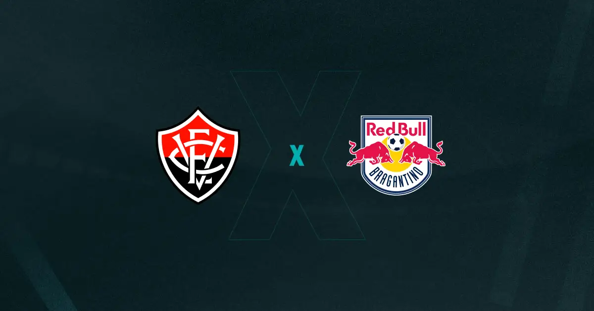 Escudos de Vitória x RB Bragantino, que se enfrentam pela Série A do Brasileirão