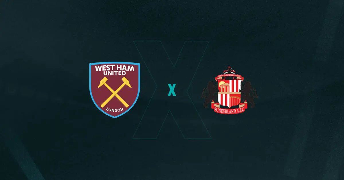 Escudos de West Ham e Sunderland, que se enfrentam pela Premier League
