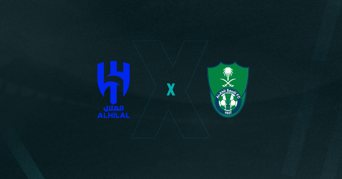 Escudos de Al-Hilal x Al-Ahli, que se enfrentam pelo Campeonato Saudita