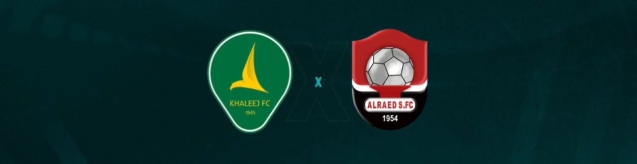 Escudos de Al-Khaleej x Al-Raed, que duelam pelo Campeonato Saudita