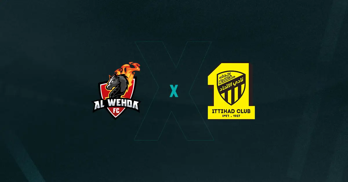 Escudos de Al-Wehda x Al-Ittihad, que se enfrentam pela Copa do Rei Saudita hoje 23/09/2025