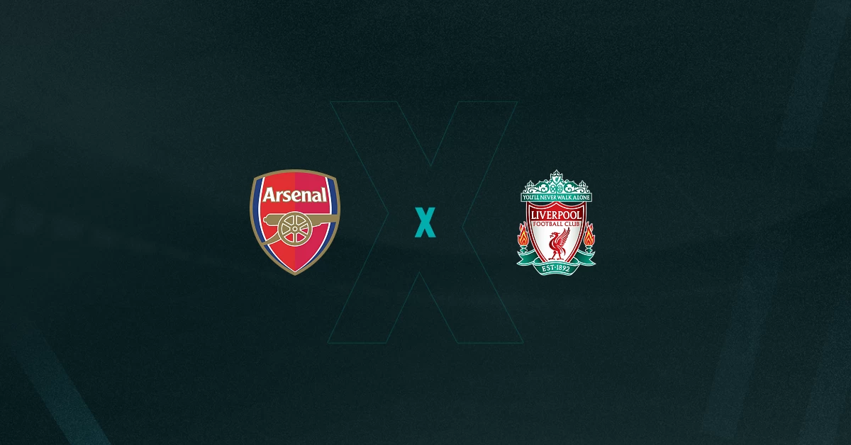 Escudos de Arsenal x Liverpool, que se enfrentam na Premier League