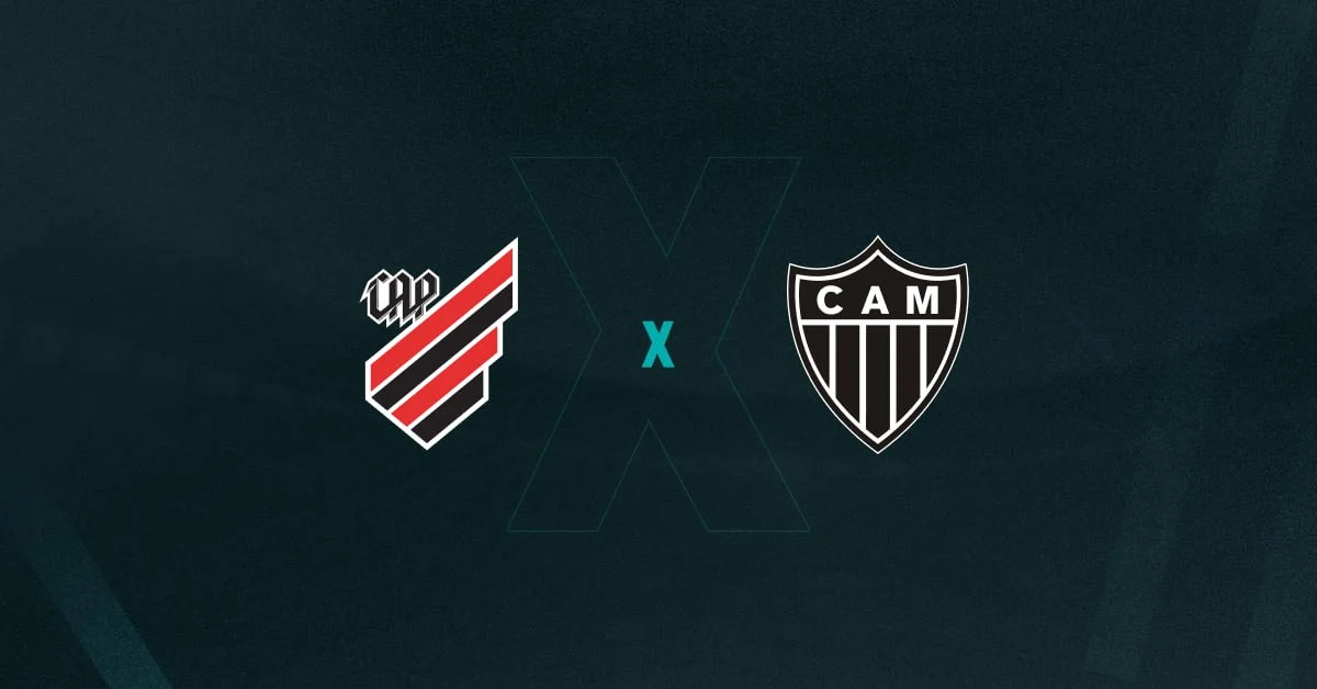 Escudos de Athletico-PR e Atlético-MG, que se enfrentam pelo Brasileirão