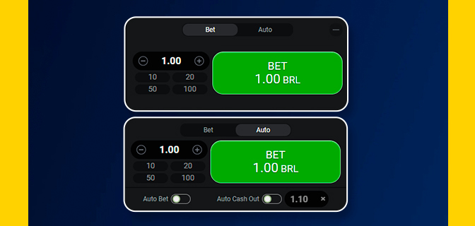 Imagem mostra seção automática e manual do Aviator na Estrela Bet