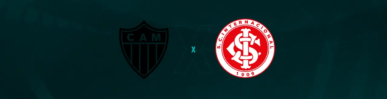 Escudos de Atlético-MG e Internacional que se enfrentam pelo Brasileirão.