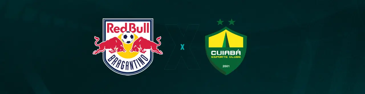 Escudos de Red Bull Bragantino e Cuiabá que se enfrentam pelo Brasileirão A.