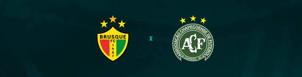 Escudos de Brusque e Chapecoense, que se enfrentam pela Série B.