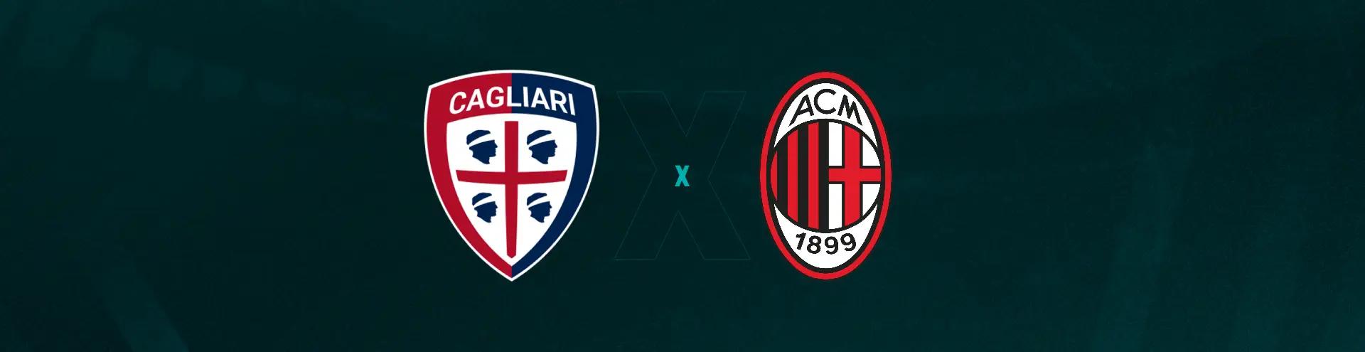 Escudo de Cagliari e AC Milan na disputa da Série A.