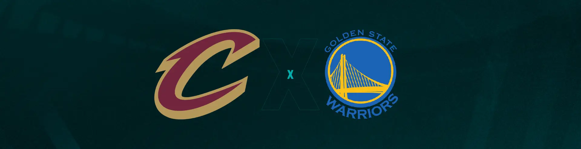 Escudos de Cleveland Cavaliers e Golden State Warriors que se enfrentam pela NBA.