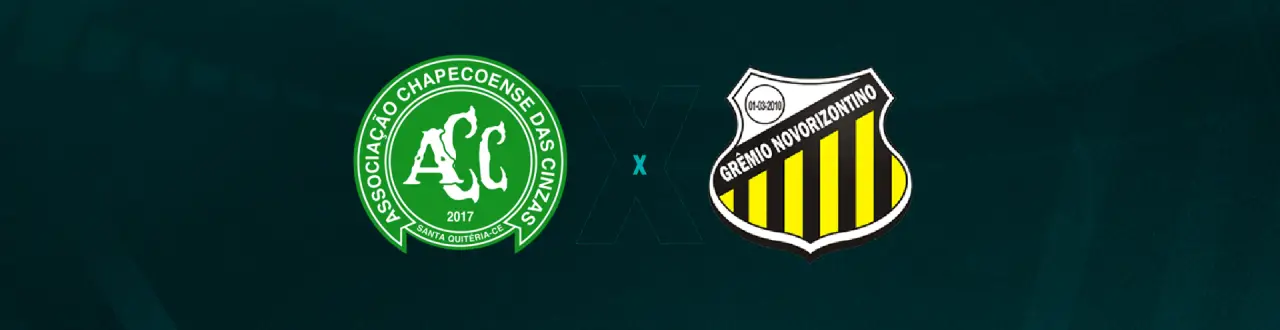 Escudos de Chapecoense e Novorizontino que se enfrentam pelo Brasileirão B.