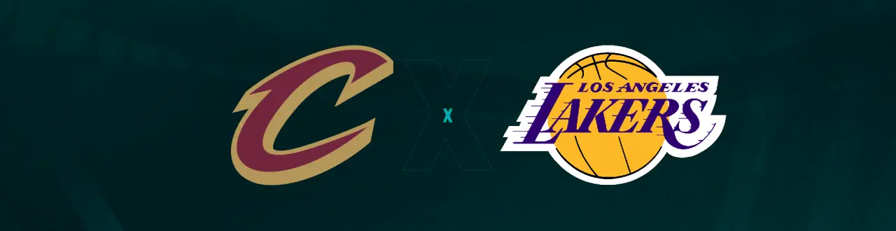 Escudos de Cleveland Cavaliers x LA Lakers, que se enfrentam pela temporada da NBA.