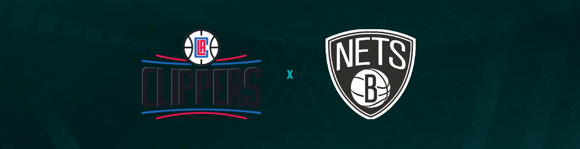Escudos de Los Angeles Clippers e Brooklyn Nets que se enfrentam pela pré temporada da NBA.