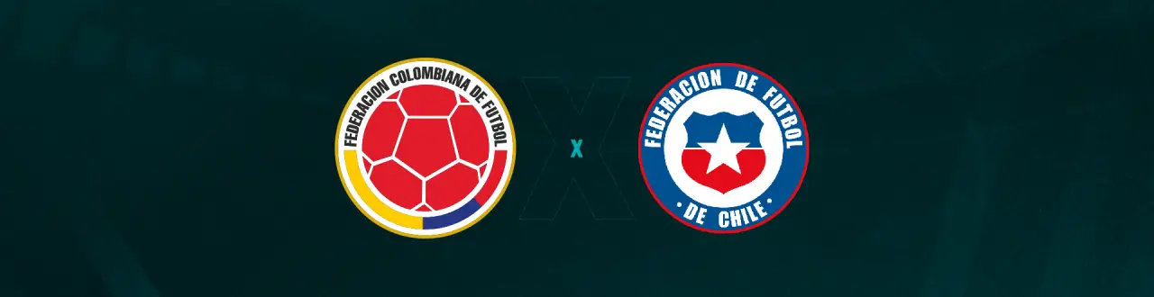 Escudos de Colômbia e Chile, que se enfrentam pelas Eliminatórias da Copa do Mundo.