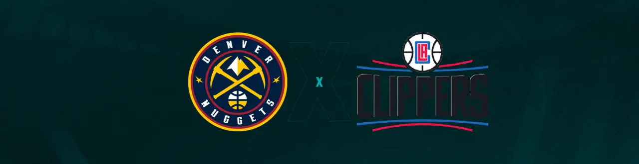 Escudos de Denver Nuggets e LA Clippers, que enfrentam pela temporada da NBA.