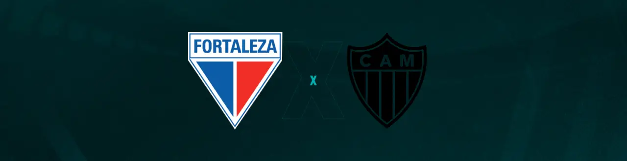 Escudos de Fortaleza e Atlético-MG que se enfrentam pelo Brasileirão.