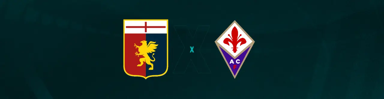 Escudos de Genoa e Fiorentina que se enfrentam pela Série A italiana.