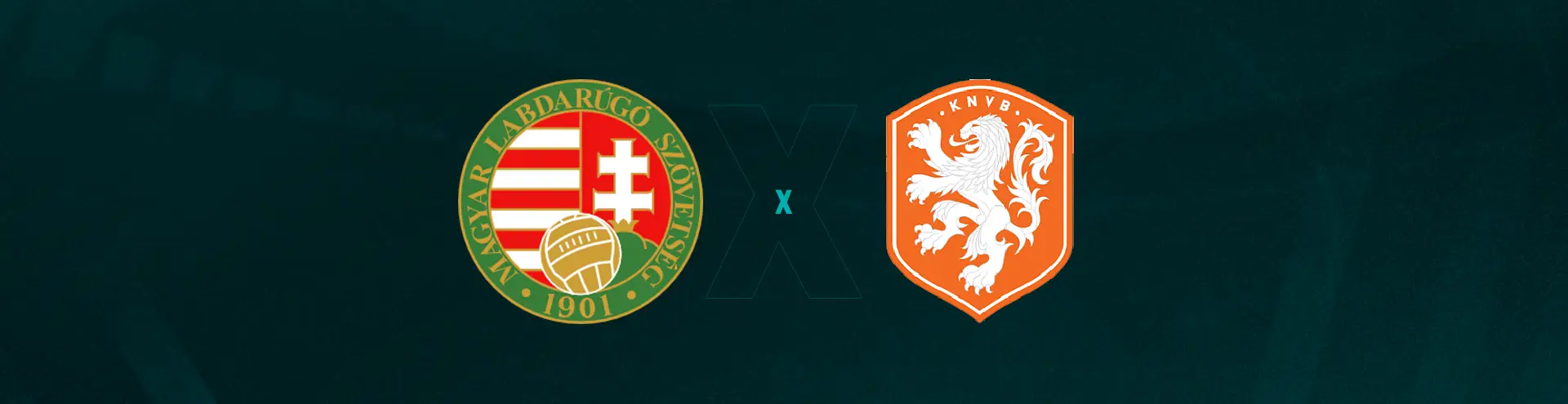 Escudos de Hungria e Holanda, que se enfrentam pela Liga das Nações.