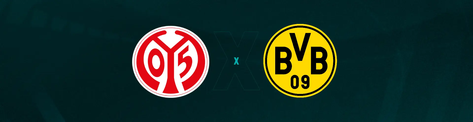 Escudo de Mainz e Borussia Dortmund na disputa da Bundesliga.