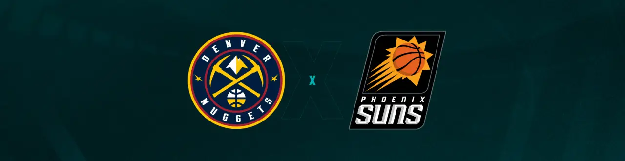 Escudos de Denver Nuggets x Phoenix Suns que se enfrentam pela pré temporada da NBA.