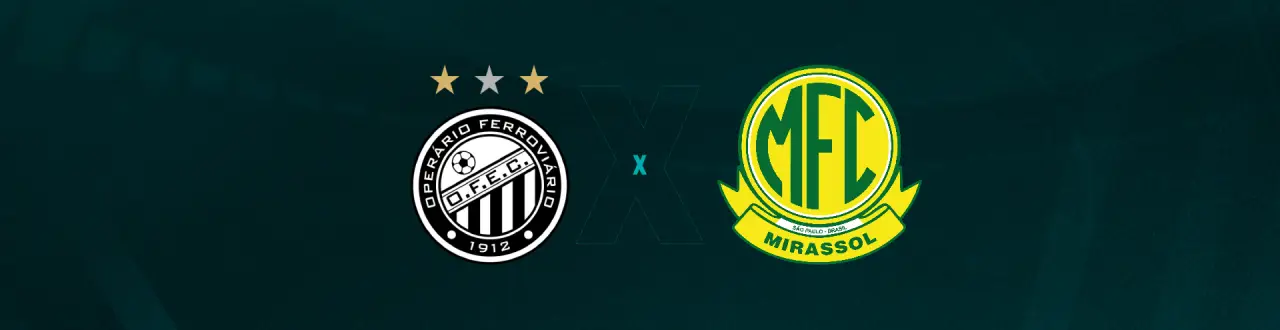 Escudos de Operário-PR e Mirassol, que duelam pelo Brasileirão B.