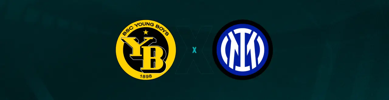 Escudos de Young Boys e Inter de Milão, que se enfrentam pela Champions League.