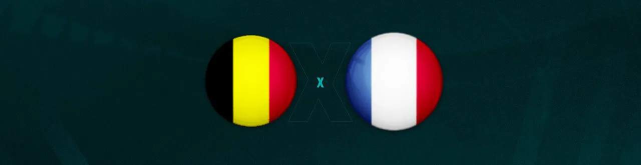 Escudos de Bélgica e França, que duelam pela Liga das Nações