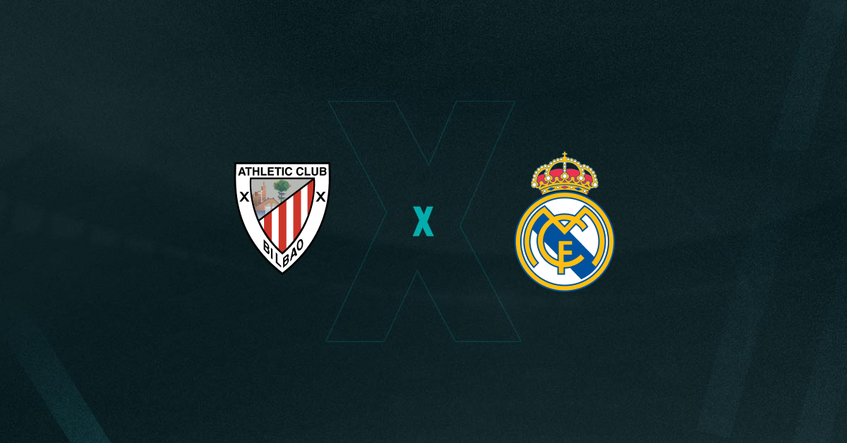 Escudos de Athletic Bilbao e Real Madrid, que duelam pela La Liga