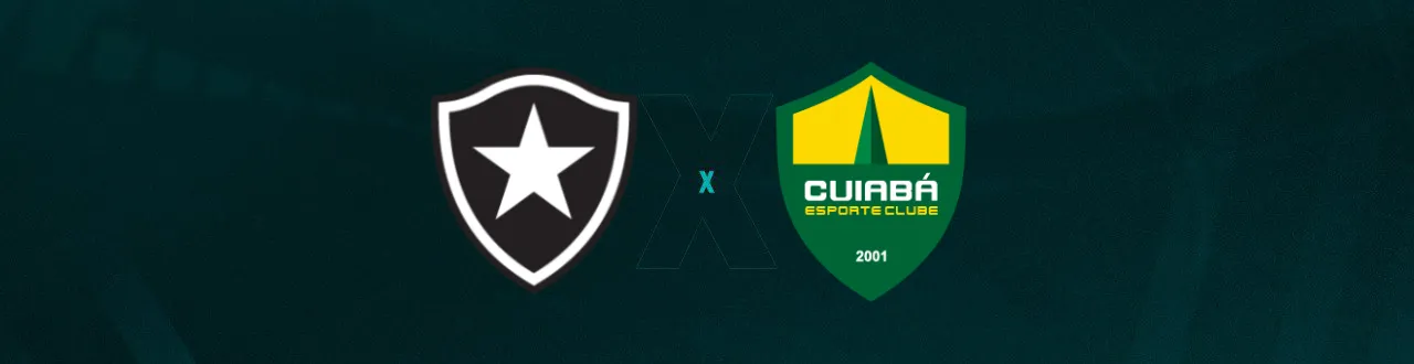 Escudos de Botafogo e Cuiabá, que duelam pelo Brasileirão