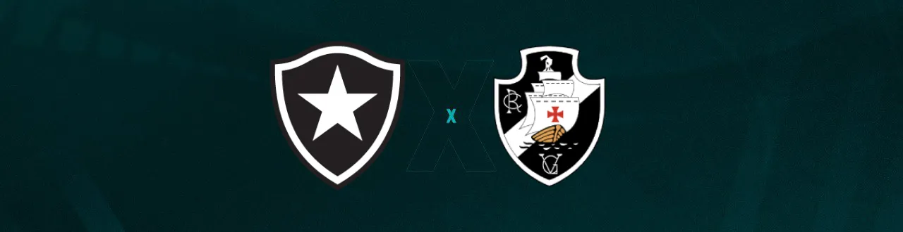Escudos de Botafogo e Vasco, que duelam pelo Brasileirão