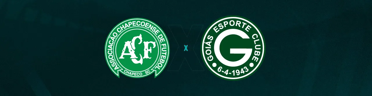 Escudos de Chapecoense e Goiás, que duelam pela Série B