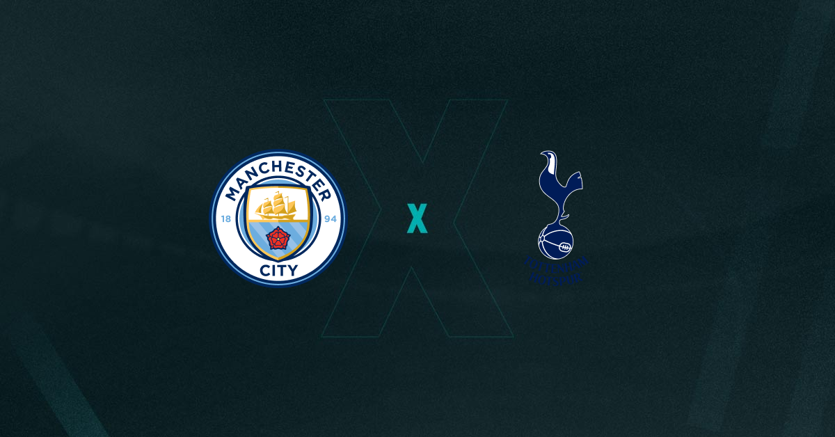 Escudos de Manchester City e Tottenham, que duelam pela Premier League