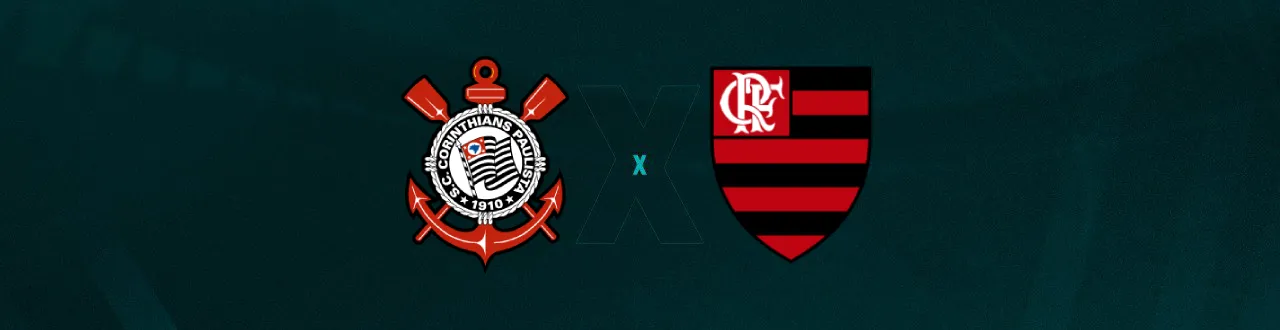 Escudos de Corinthians e Flamengo, que duelam pela semifinal da Copa do Brasil