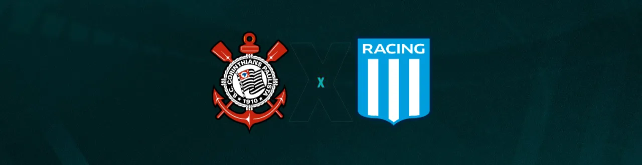 Escudos de Corinthians e Racing Club, que duelam pela Libertadores