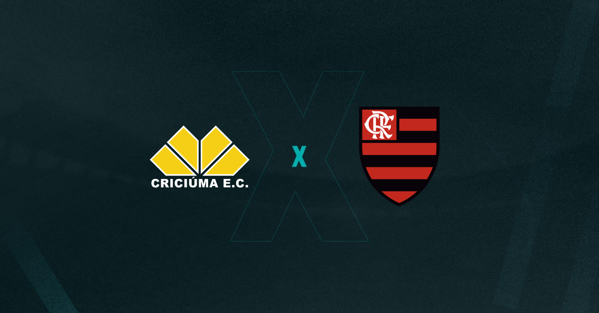 Escudos de Criciúma e Flamengo, que se enfrentam pelo Brasileirão