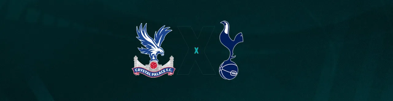 Escudos de Crystal Palace e Tottenham, que duelam pela Premier League