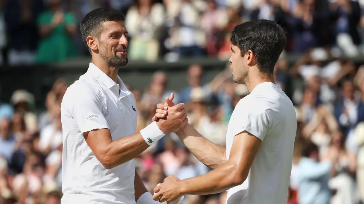 fotos de djokovic x alcaraz, que se enfrentam na semifinal do US Open 2025