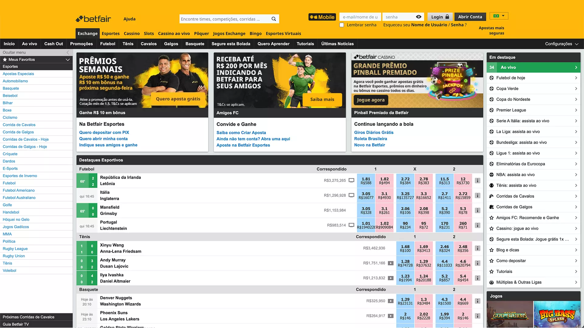 depósito mínimo betfair