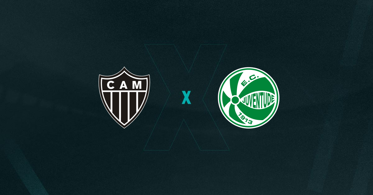 Escudos de Atlético-MG e Juventude, que se enfrentam pelo Brasileirão