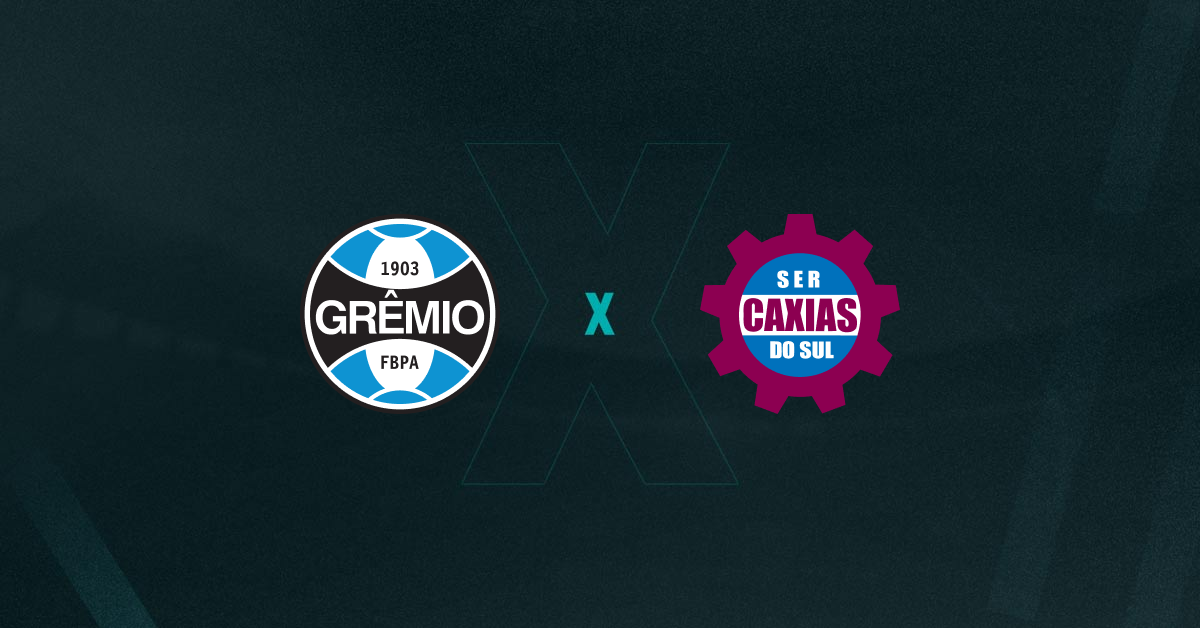Escudos de Grêmio e Caxias, que se enfrentam pelo Campeonato Gaúcho