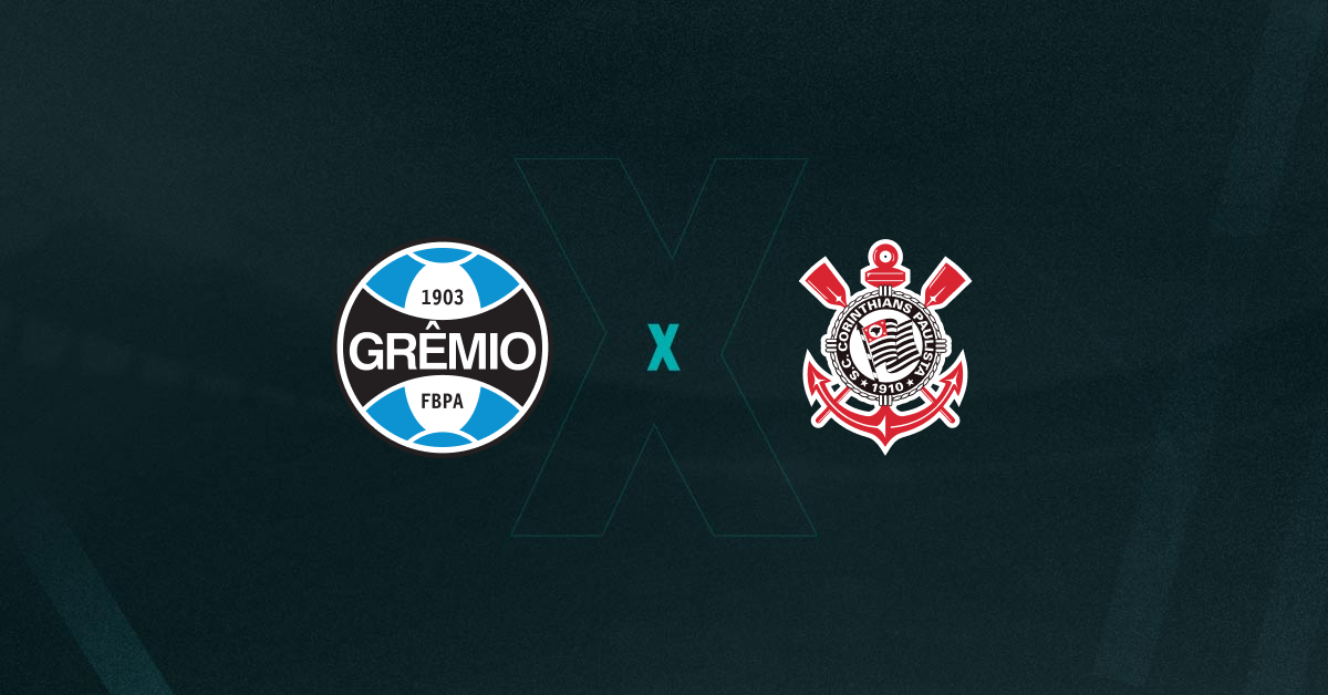 Escudos de Grêmio e Corinthians, que duelam pelo Brasileirão
