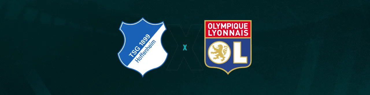 Escudos de Hoffenheim e Lyon, que duelam pela Europa League