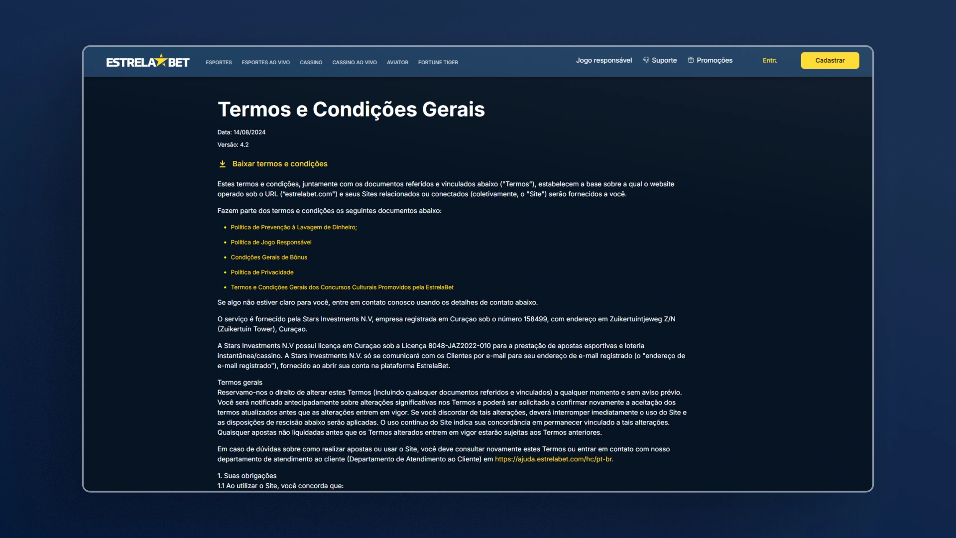 imagem Aceite os Termos estrelabet