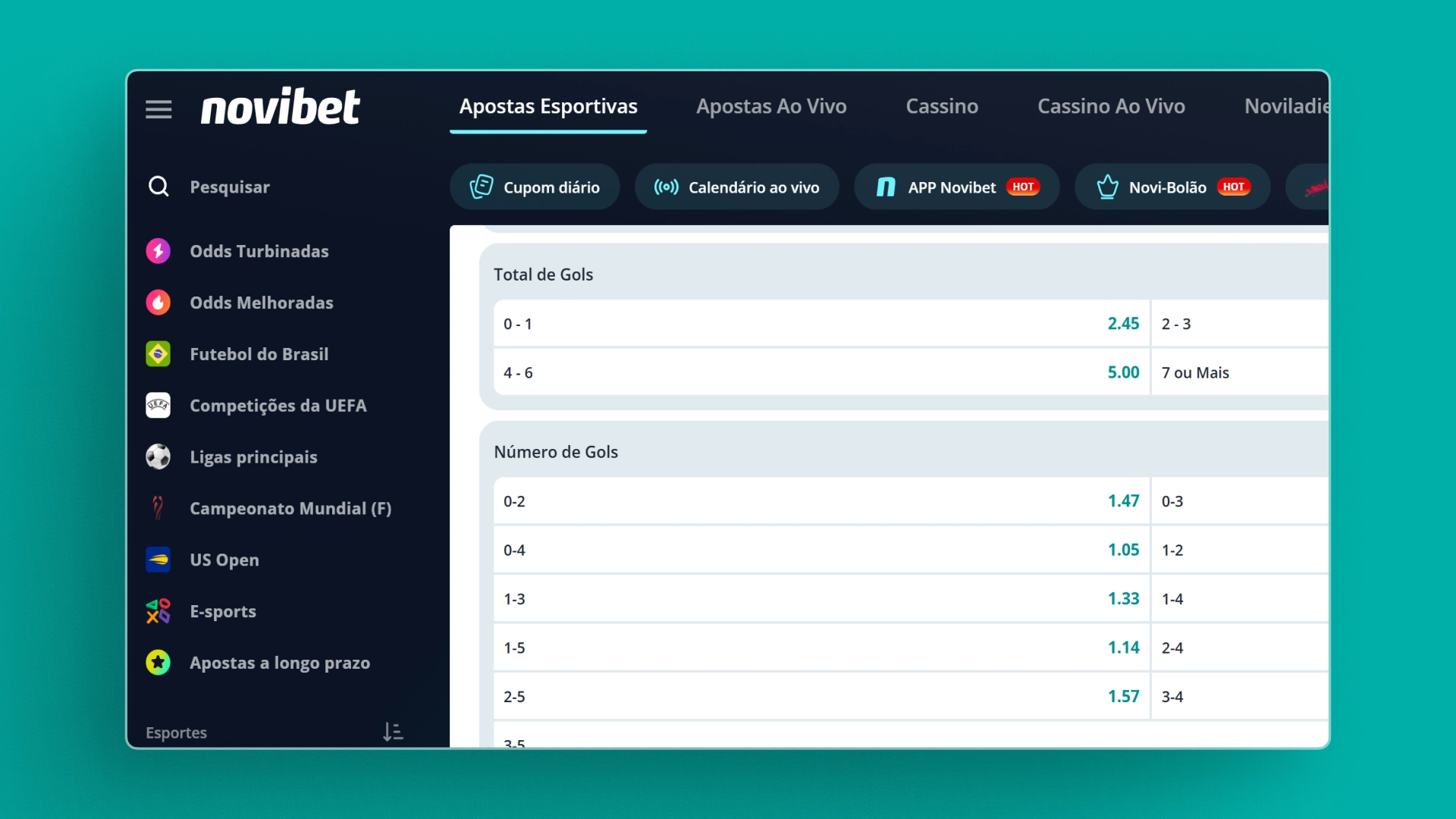 imagem Total de Gols Novibet