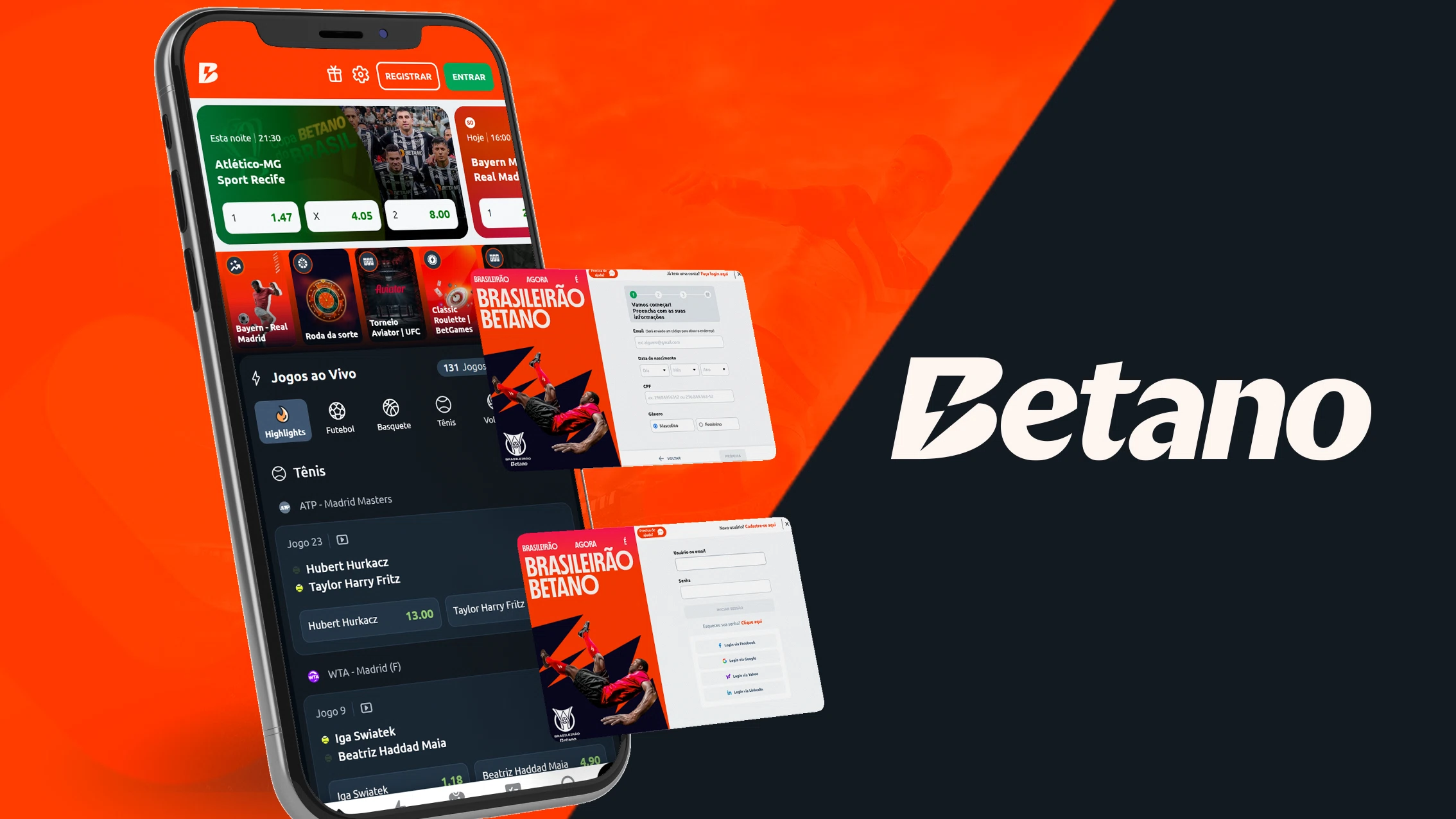 Imagem mostra smartphone aberto no app da Betano