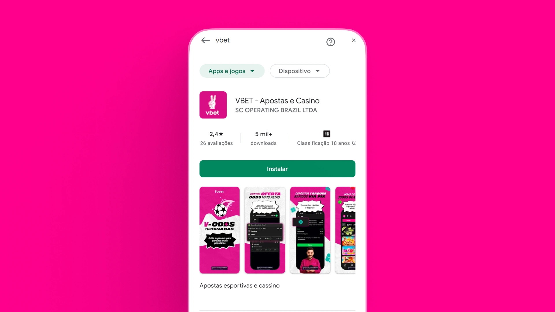 imagem app no Android vbet