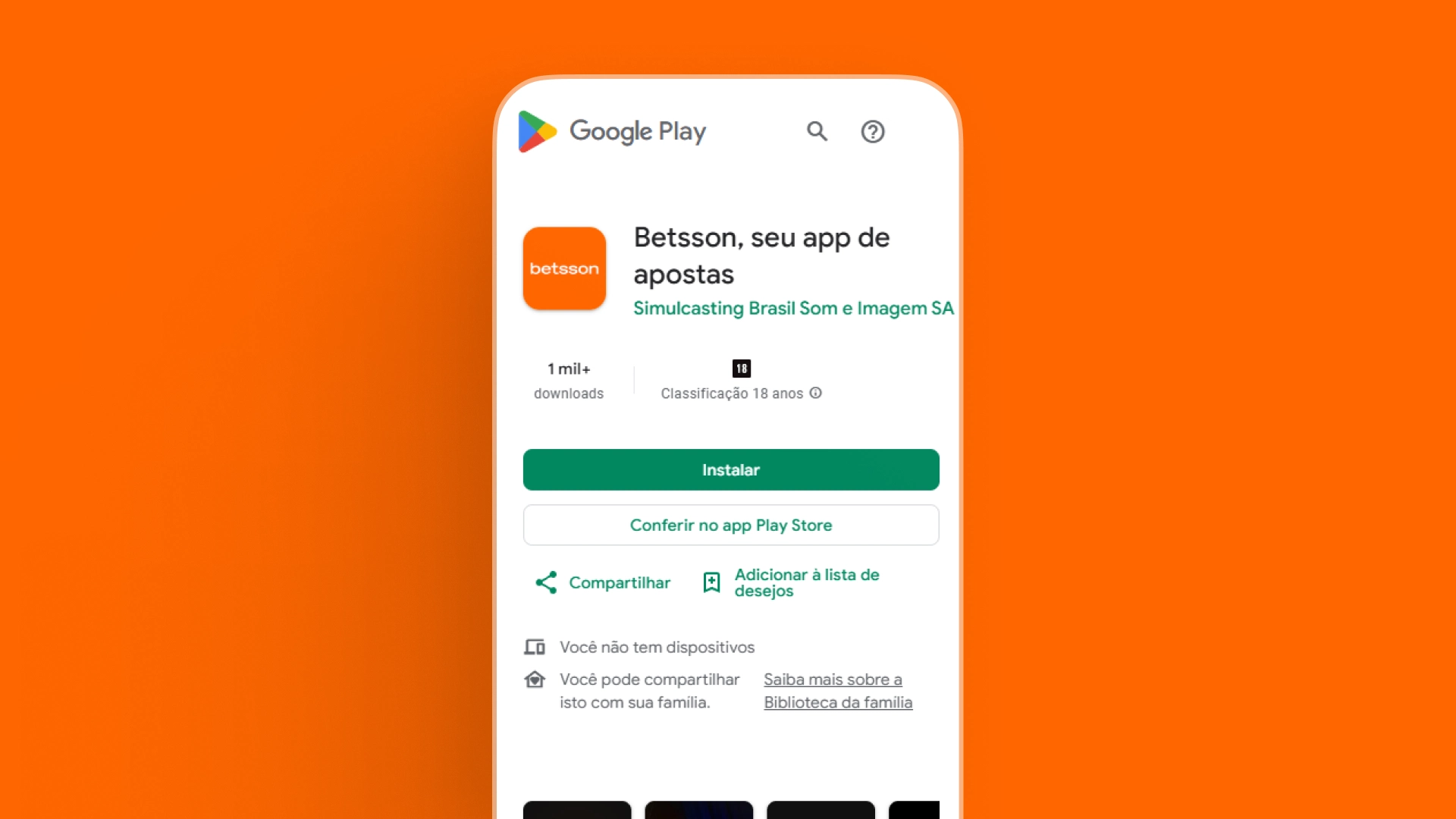imagem baixar app no Android betsson