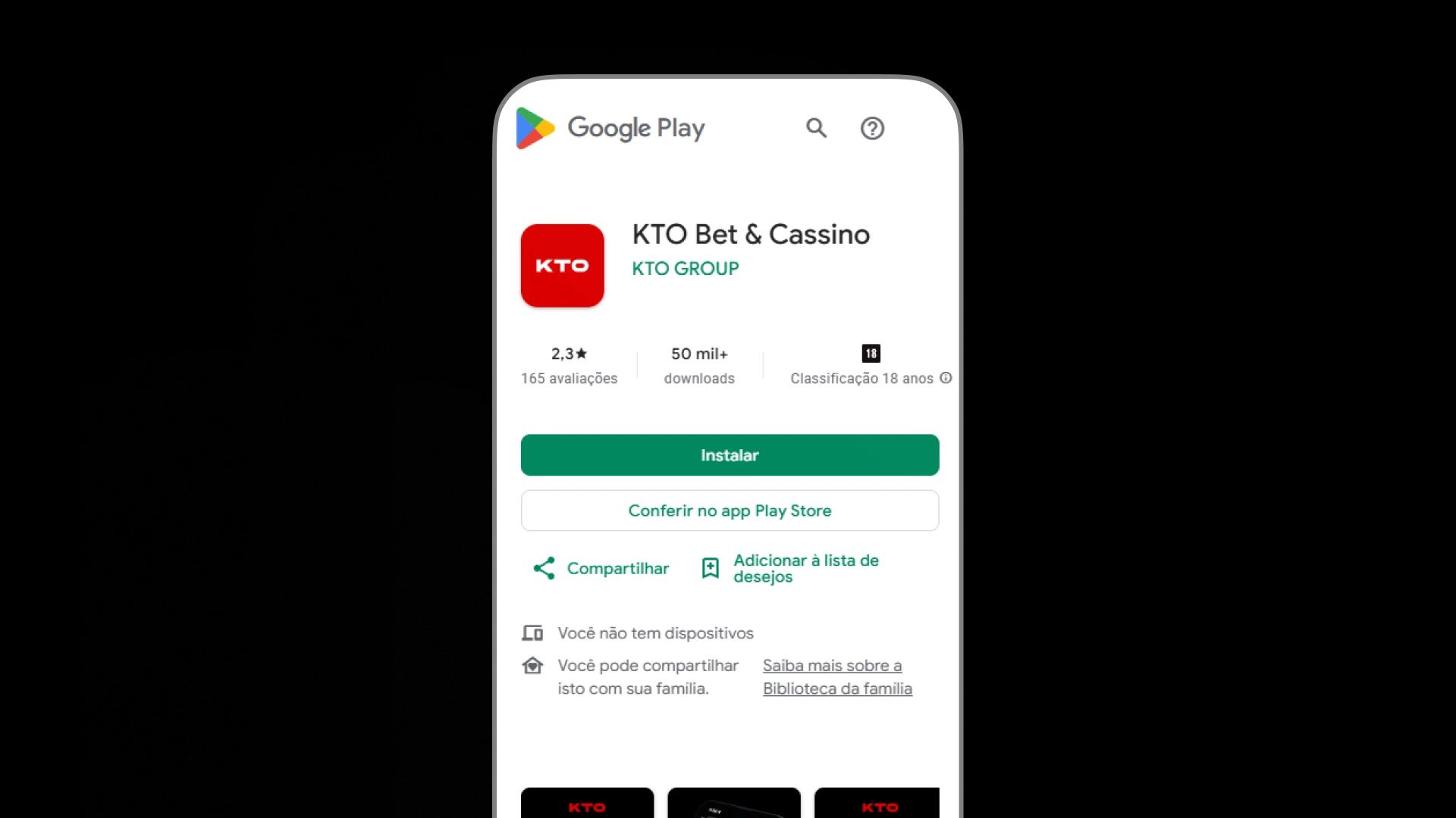 imagem baixar app no Android kto