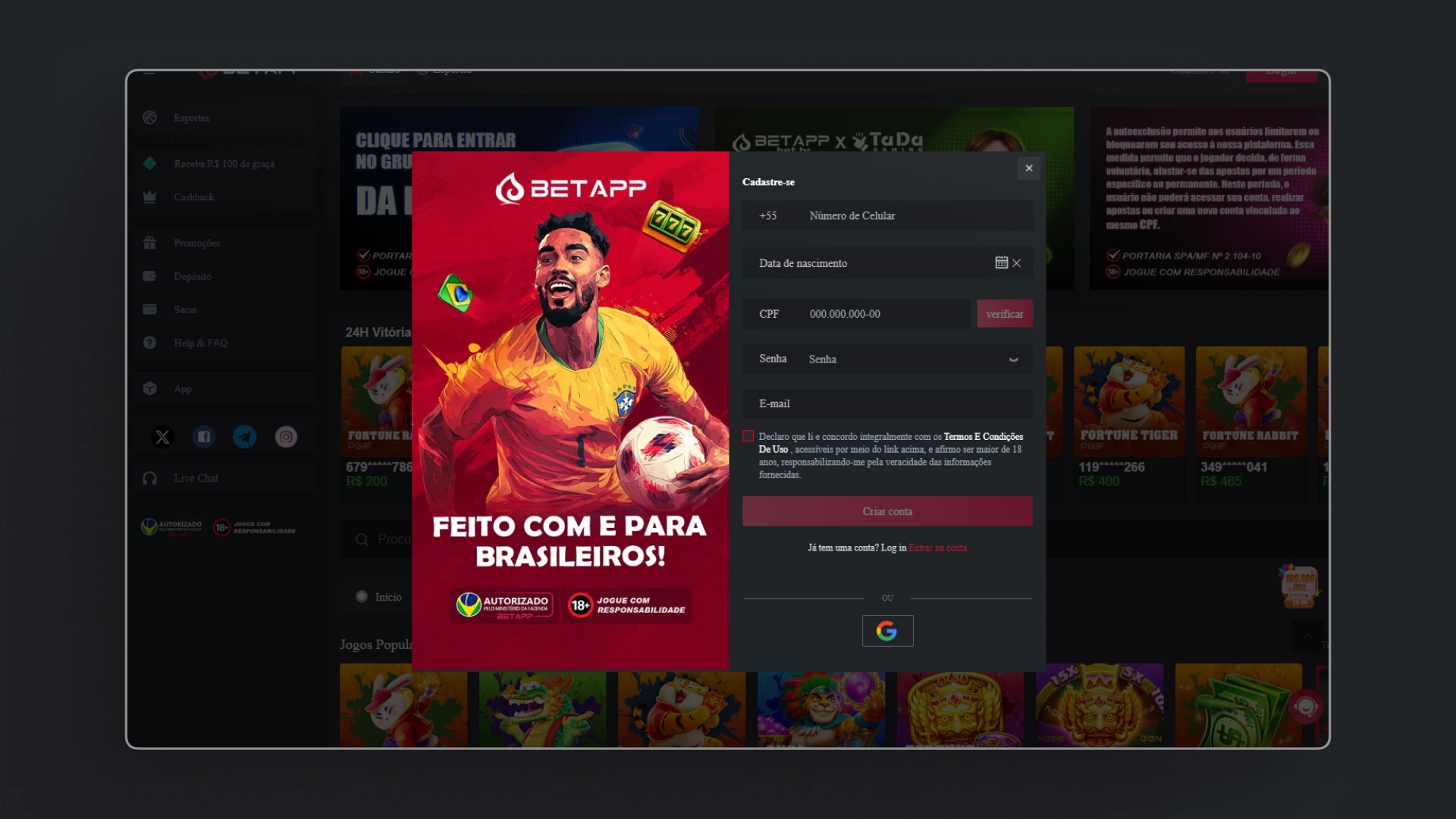 imagem cadastro 2 BetApp