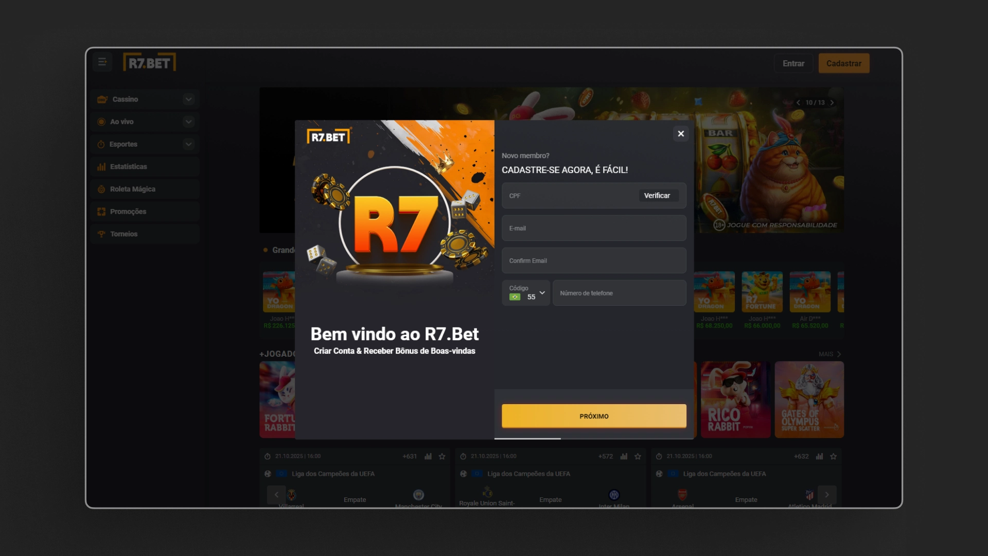 imagem cadastro 2 R7 Bet