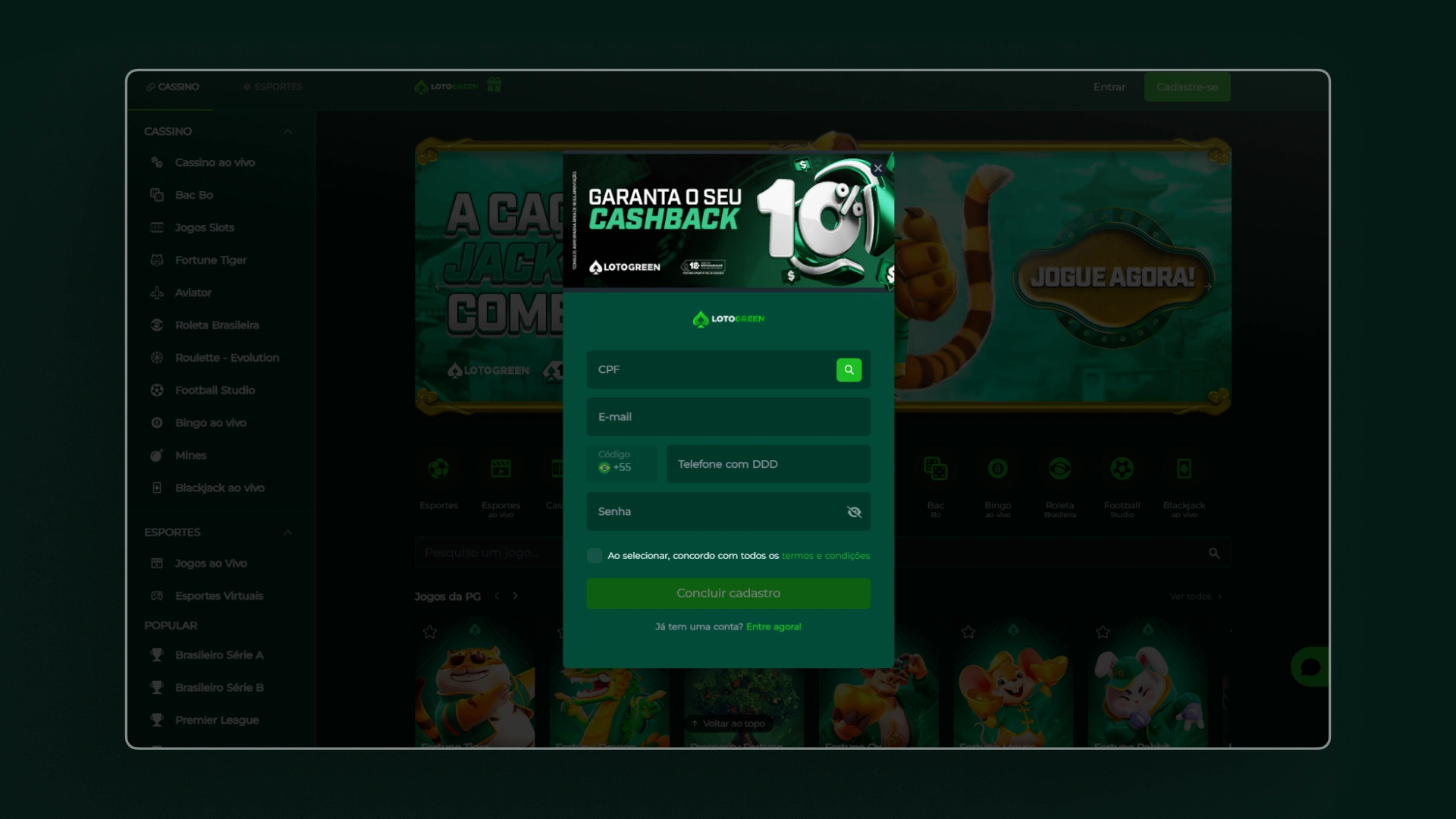 imagem cadastro 2 lotogreen